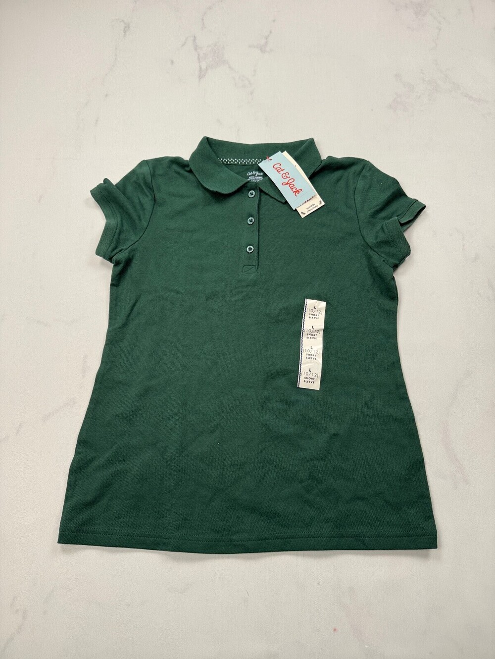 Cat & Jack Polo Shirt Green 2000s Classic Style - Girls 10/12